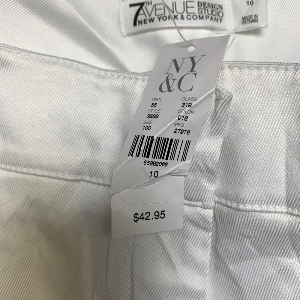 7th Avenue New York & Company Design Studio Pants Womens 10 White Straight Leg - Picture 11 of 16
